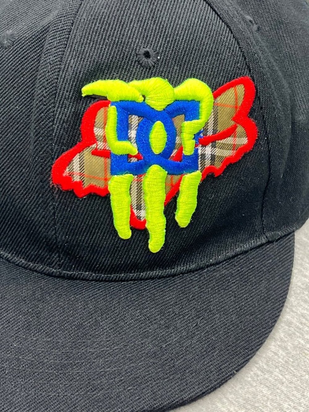 Monster, Fox and DC Collab Black Snapback Hat Logo Embroidery Adjustable Fit